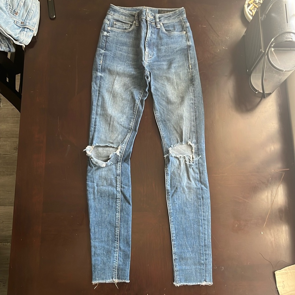 Allsaints high waisted distressed skinny jeans sz 24